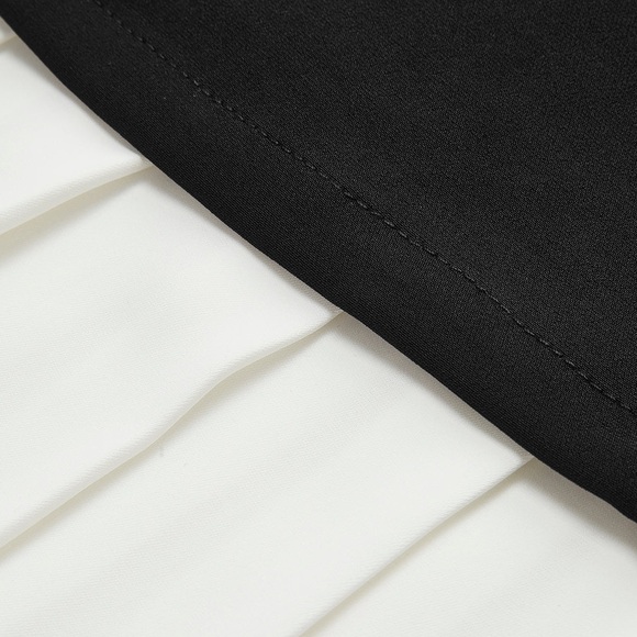 Commense Two-Tone Sleeveless Pleated Short Dress - Picture 6 of 12